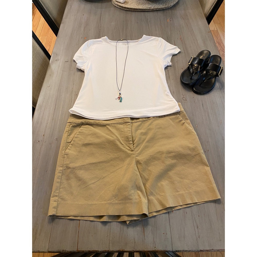 LOFT‎ The Riviera Short Womens 14 Tan Khaki Chino Cotton Stretch Mid Rise Shorts - Picture 4 of 13